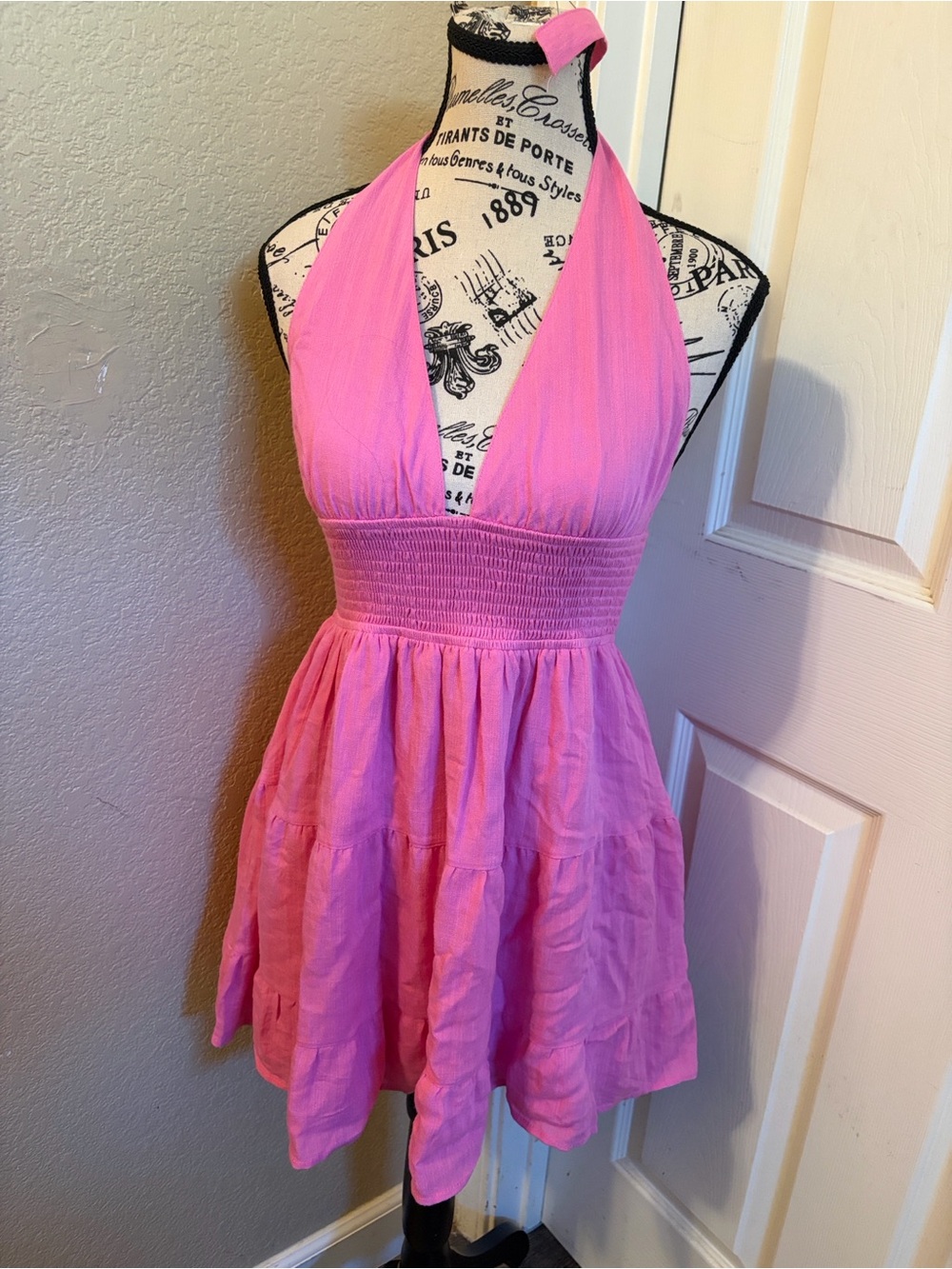Pink Halter Mini Dress - Brand Not Specified
